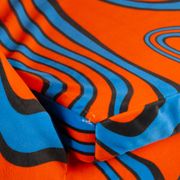 Fauteuil cocktail psychédélique orange et bleue C14 des années 70