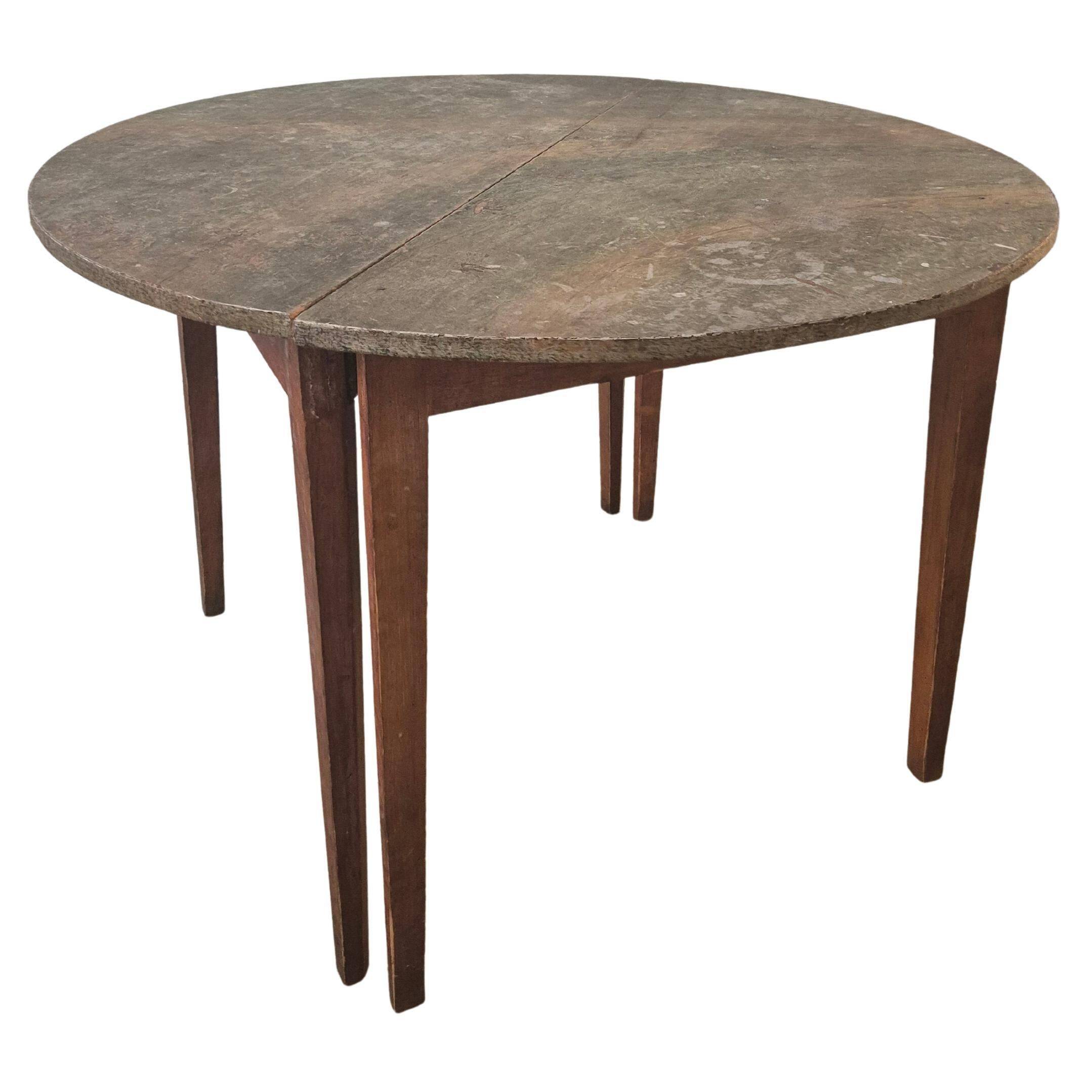 Half-moon tables with original marbled tops, Swedish provincial style Allmoge, 1860s