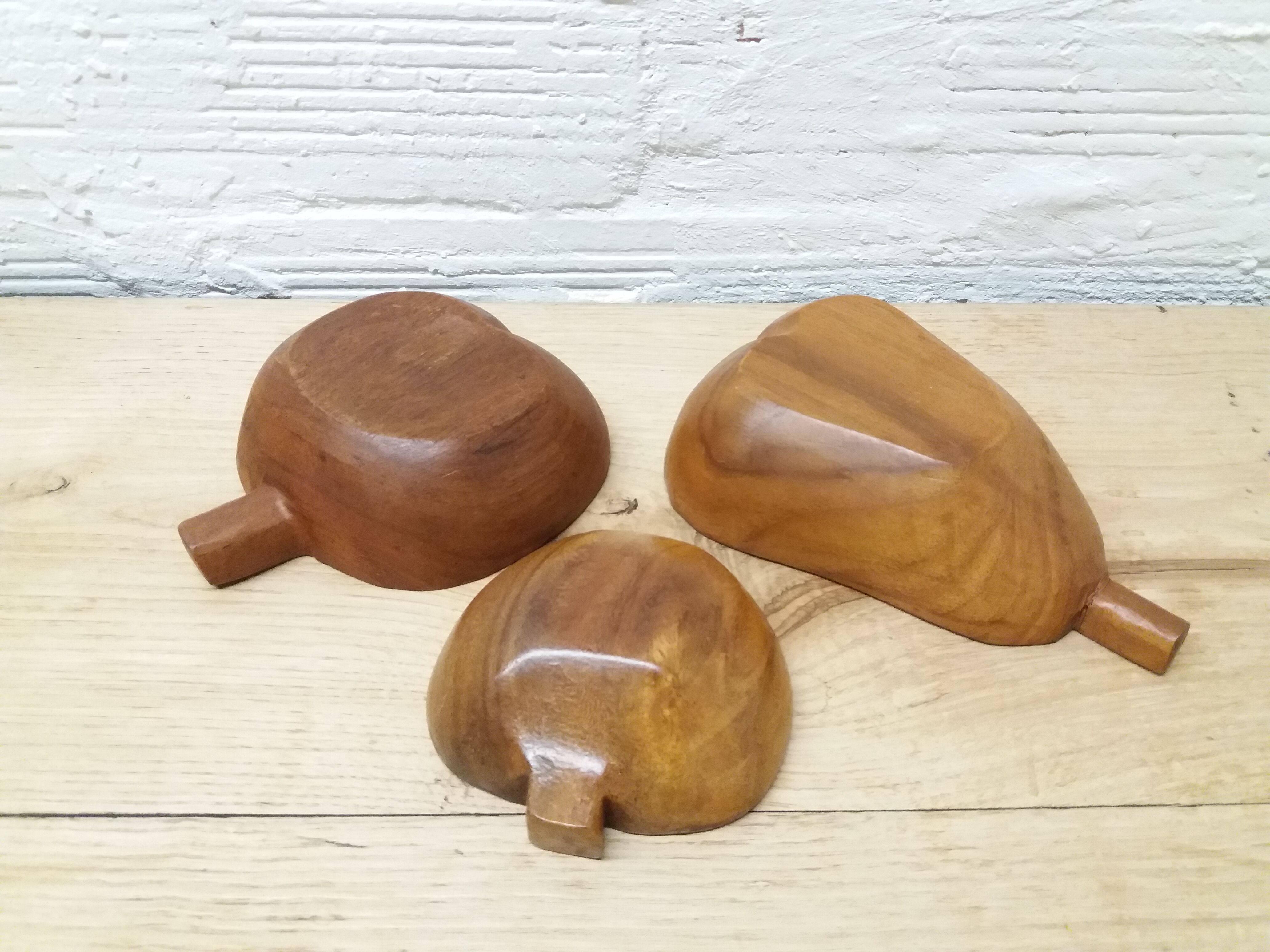 Set 3 cups in wood apples and pear