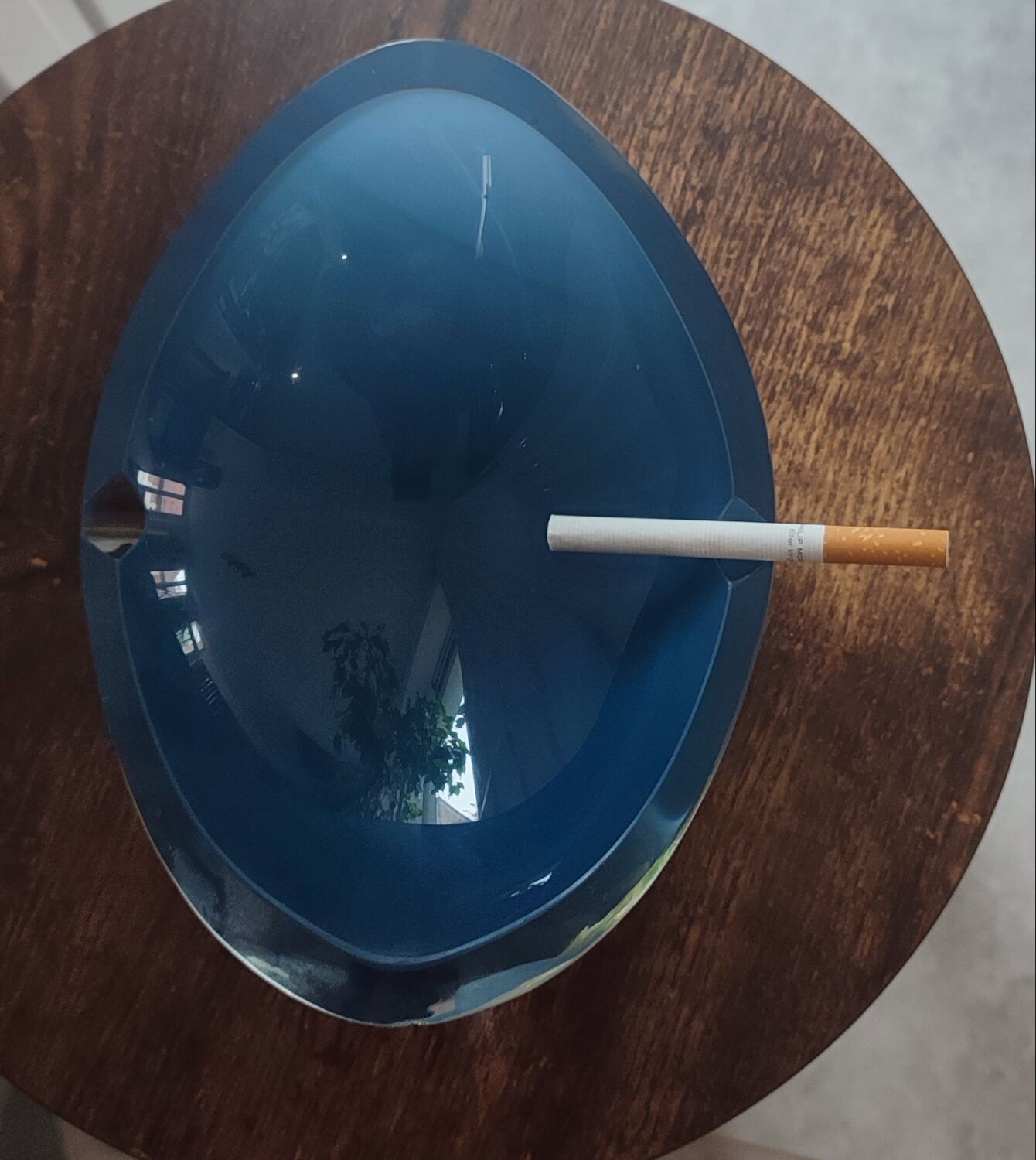 Signed art glass ashtray or bowl – vintage blue design