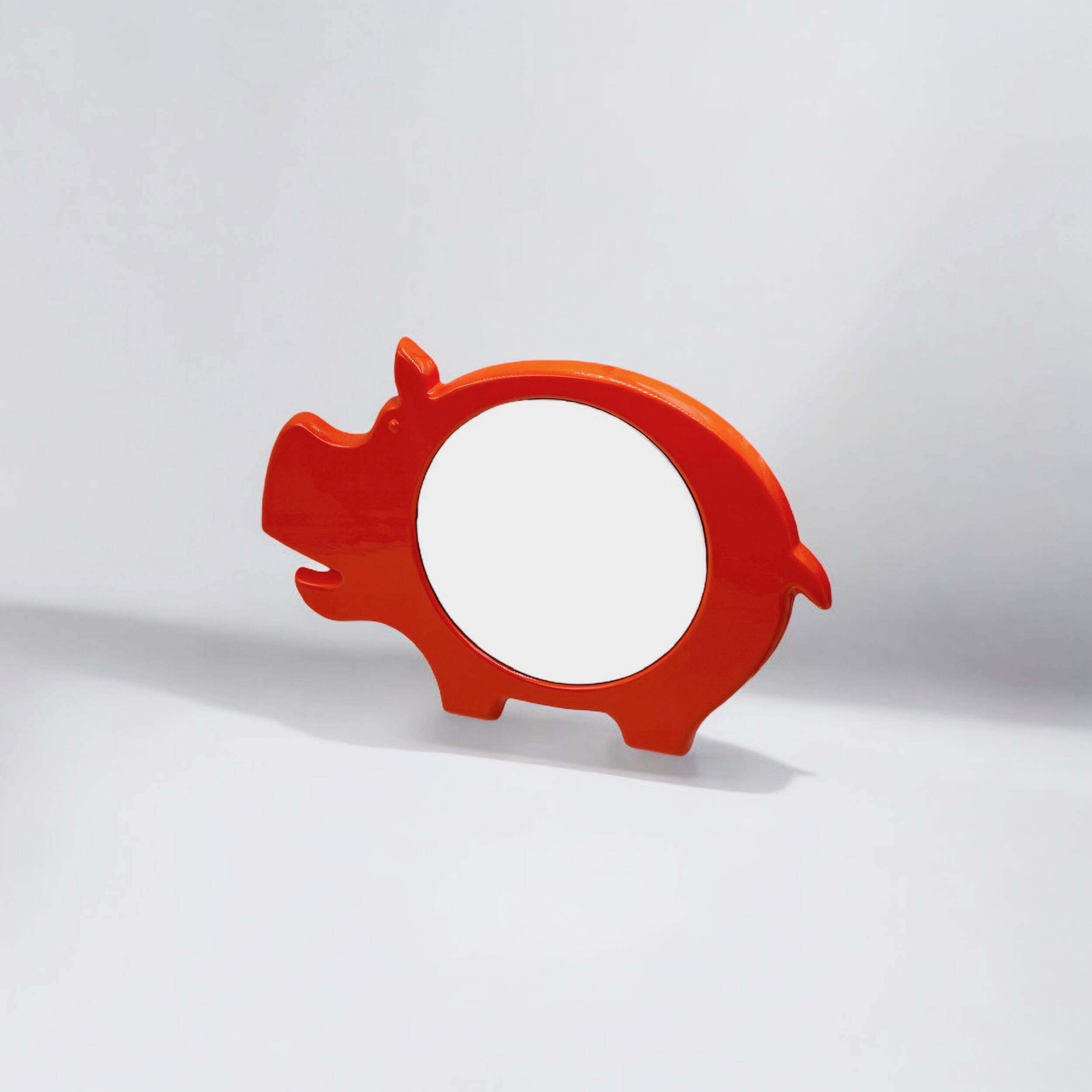 Space Age Wall Mirror with Hippo Shape Poss Denmark, 1960/70s