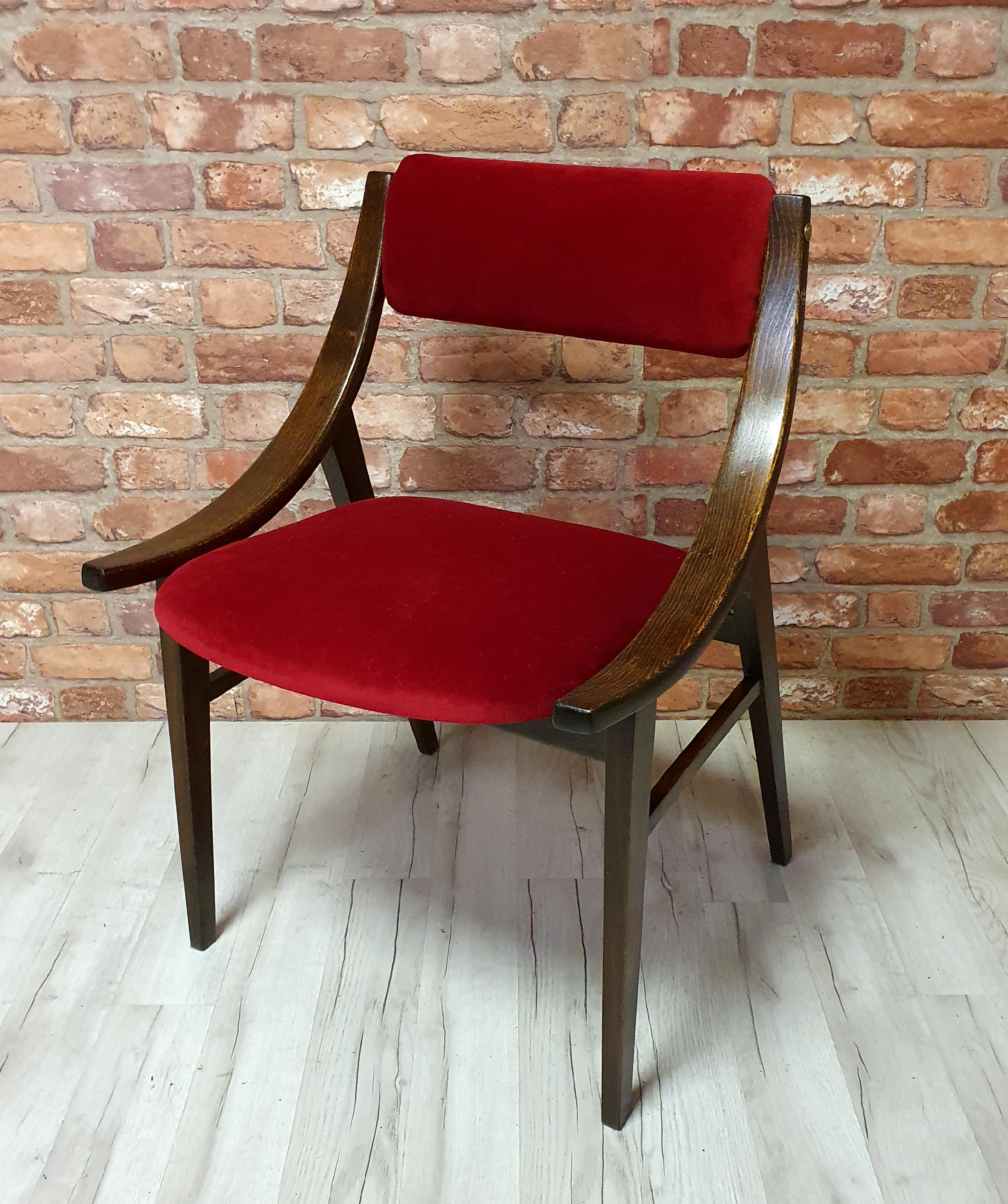 Chair GFM-57 "Jumper" designed by J. Kędziorek, Poland 1960s, red