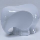 Two iridescent black and white ceramic elephants design