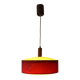 Red fabric ceiling light with textured plexiglass shade by Temde, 1960s, Germany.