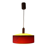Suspension en tissu rouge et abat-jour en plexiglas texturé par Temde, années 1960, Allemagne