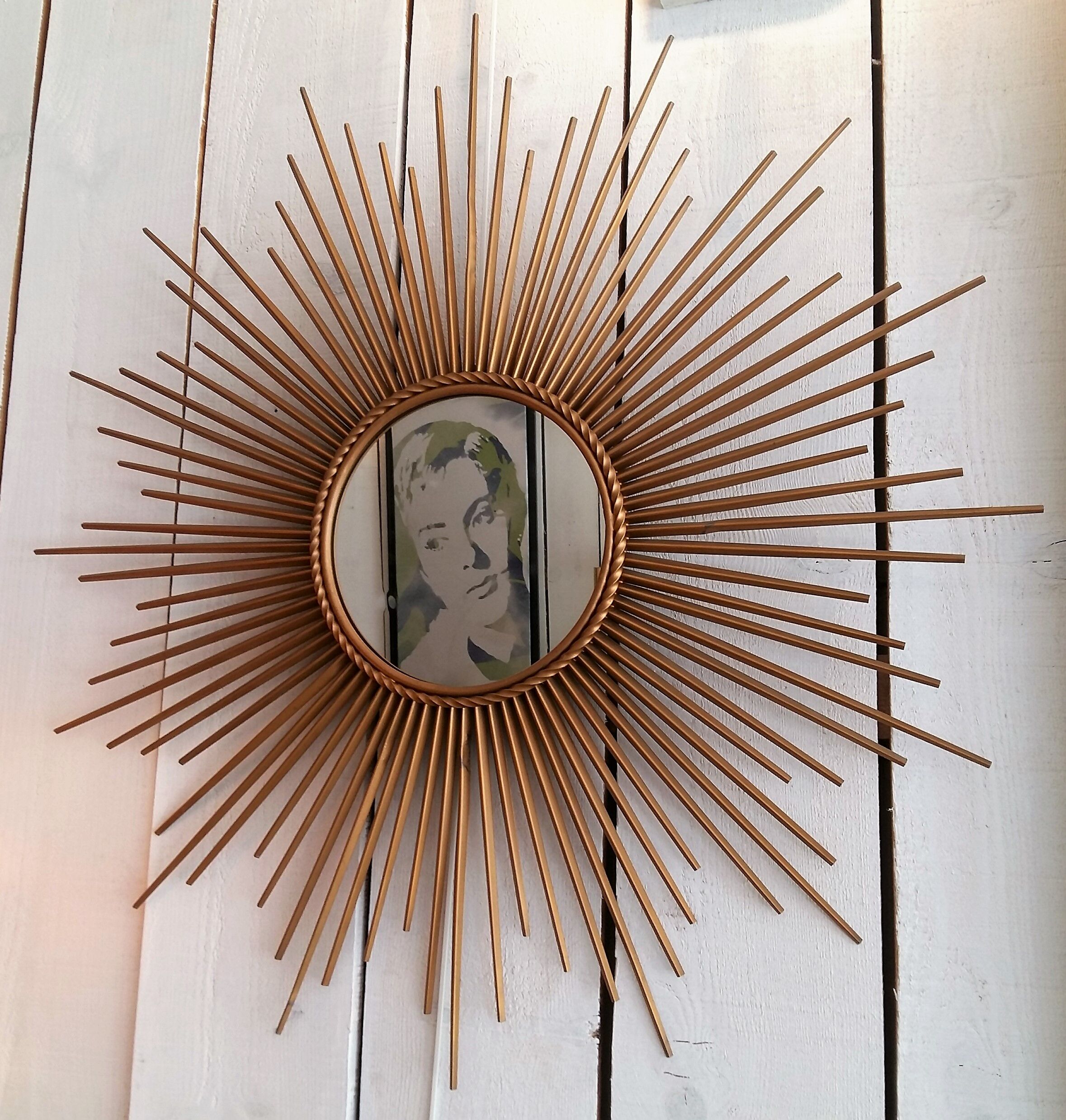 Mirror sun gold metal Chaty Vallauris 85x24cm