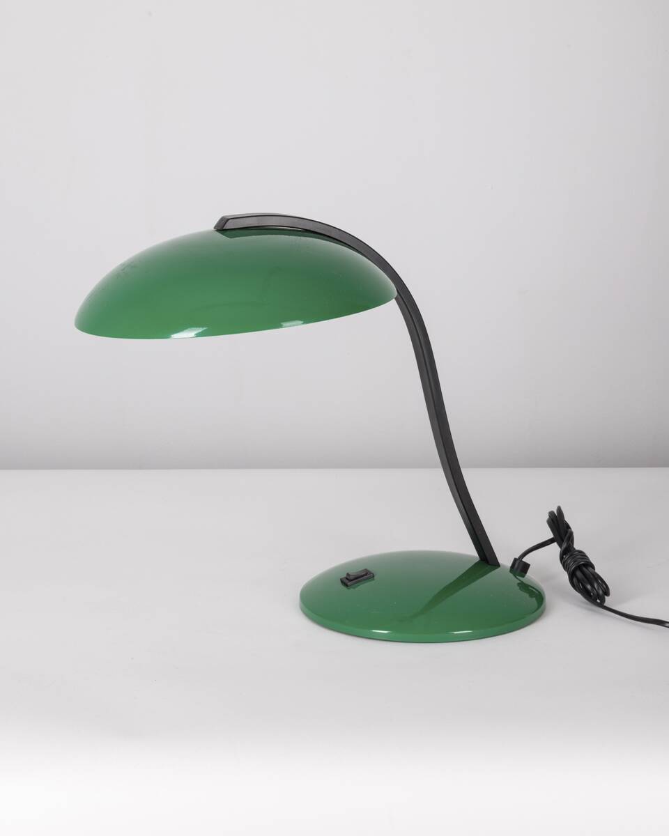 Vintage 80's table lamp in green metal veneta lumi design