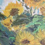 Oil painting - Bouquet of Sunflowers -Coated cardboard