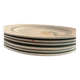 Set of 6 dessert plates in old earthenware from Sarreguemines, Diablerets model