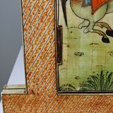 Mirror window Rajasthan in hand-painted bone decor with an ancient horseman from the early 20th century.