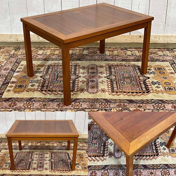 Table basse en teck et merisier des années 70