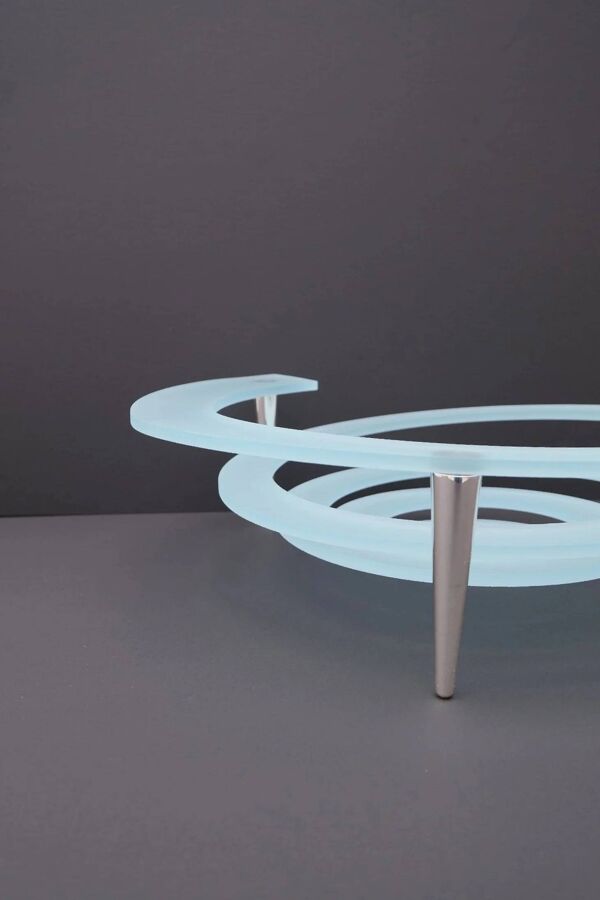 Coupe à fruit ''Spirale'' de Giuseppe Rocco pour RSVP en verre et métal argenté, Italie 1980