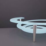 "Spirale" fruit bowl by Giuseppe Rocco for RSVP in glass and silver-plated metal, Italy 1980