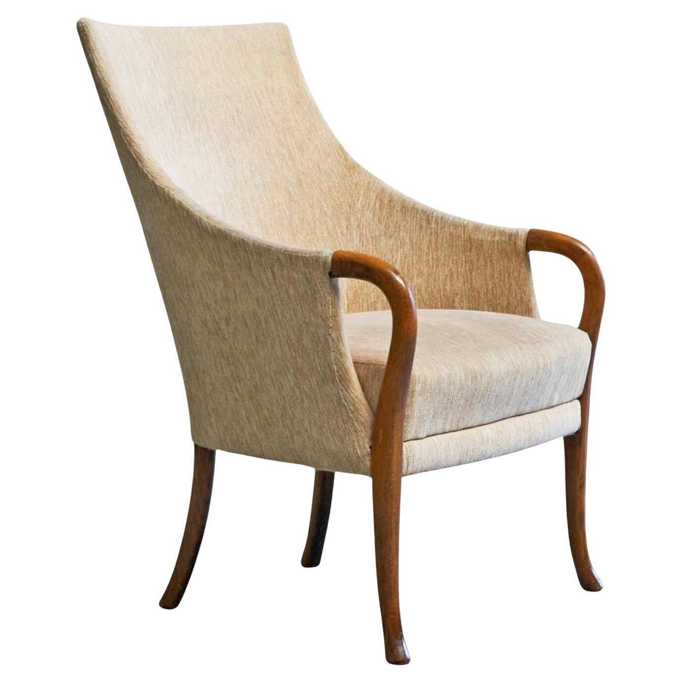 Mid-Century armchair in wool and beech, 1950s