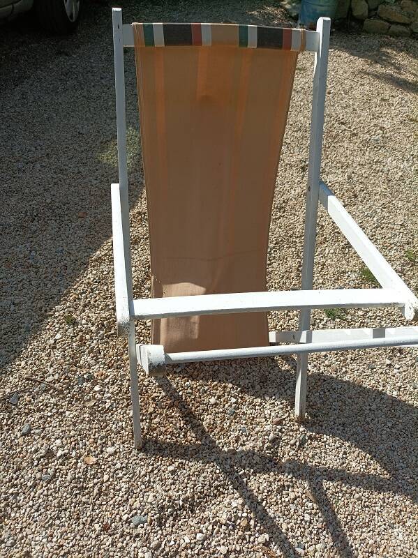 Folding chilean deckchair wood fabric garden lounge