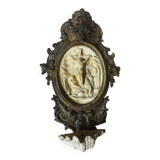 Small Holy Water Font / Stations of the Cross in Wood and Plaster - early 19th century