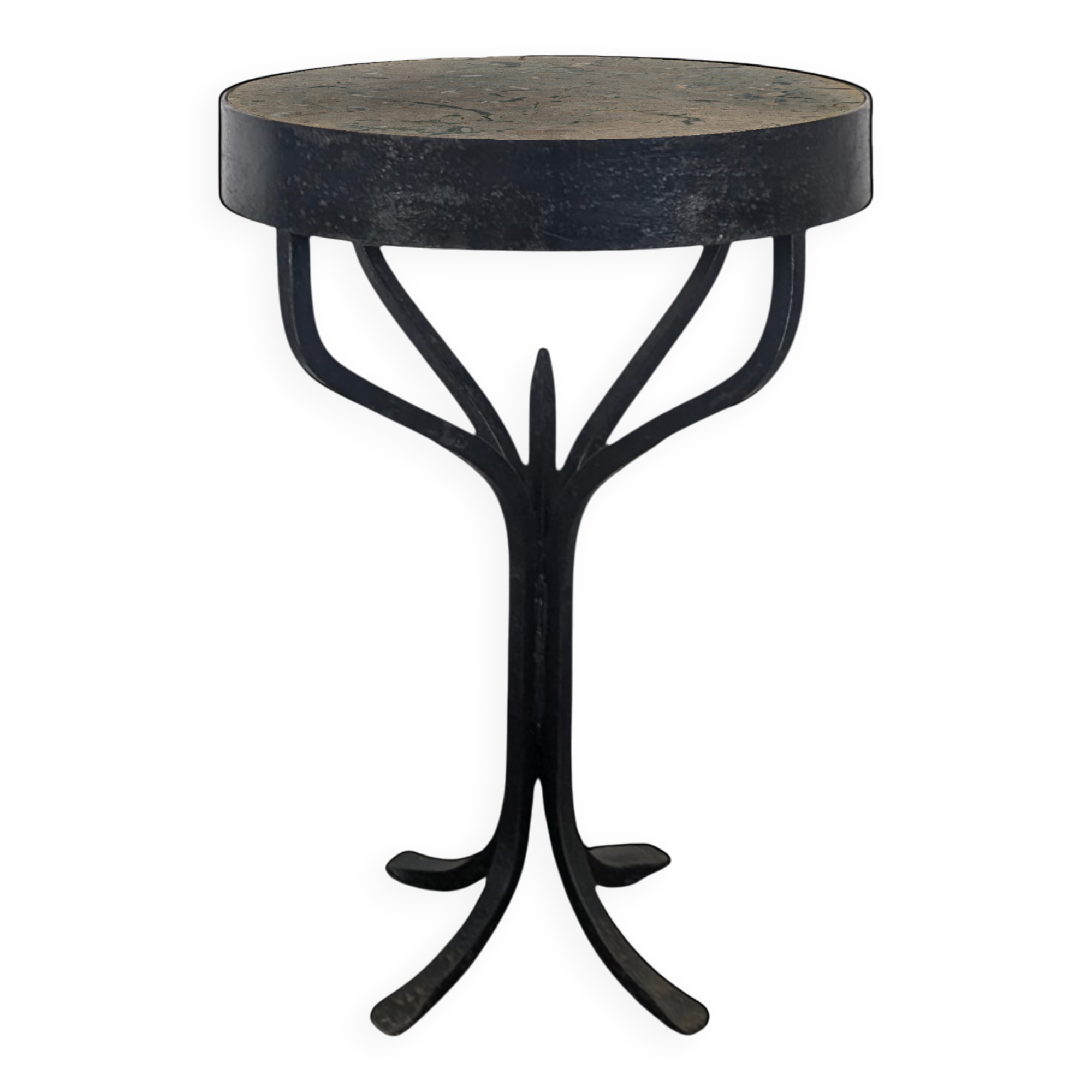 Wrought iron gueridon with a marble top circa 1950