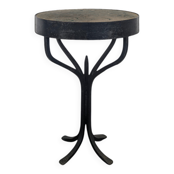 Wrought iron gueridon with a marble top circa 1950