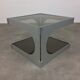Side table space age aluminum smoked glass, end of sofa 1970