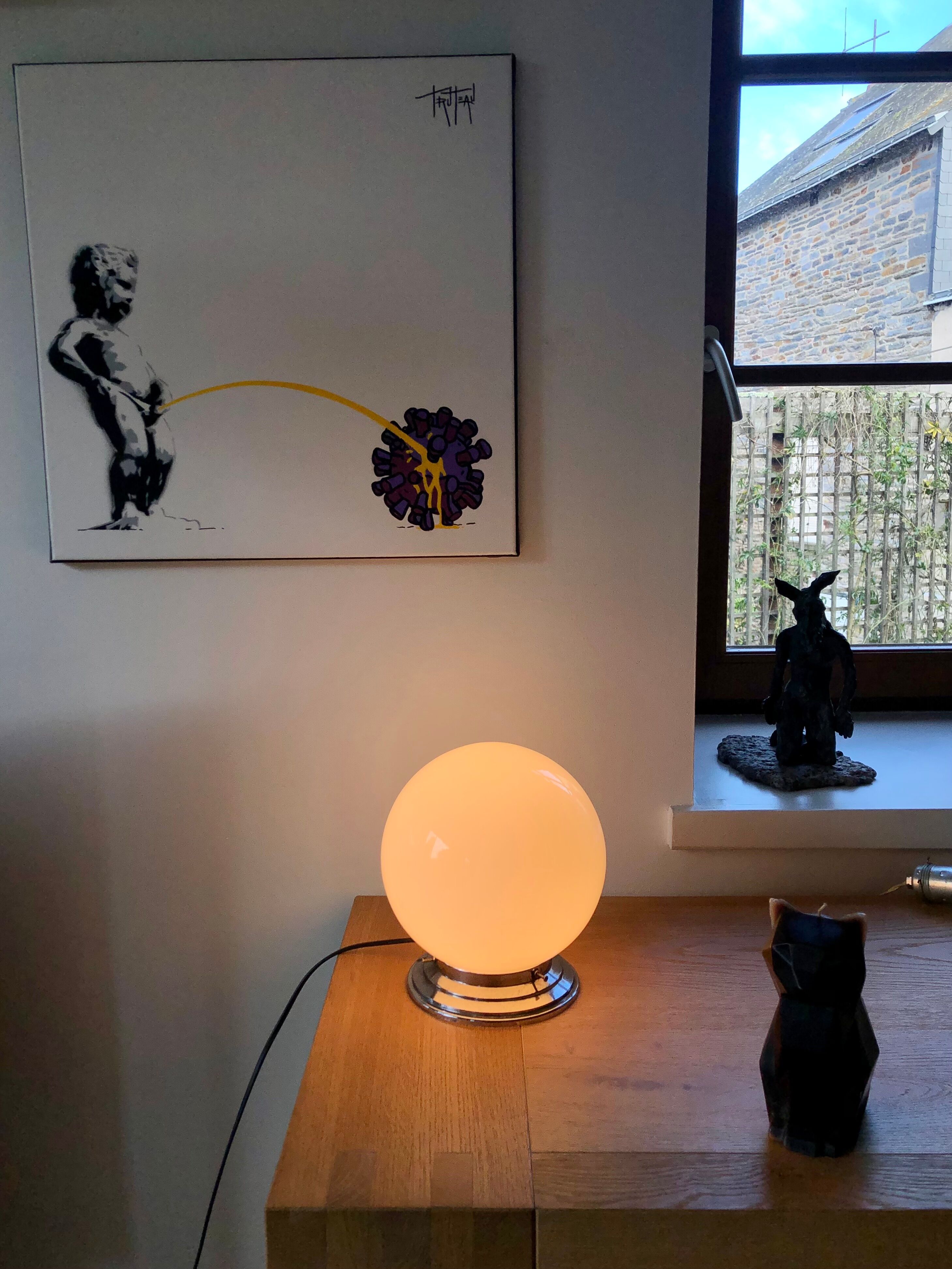 Lampe boule vintage à poser