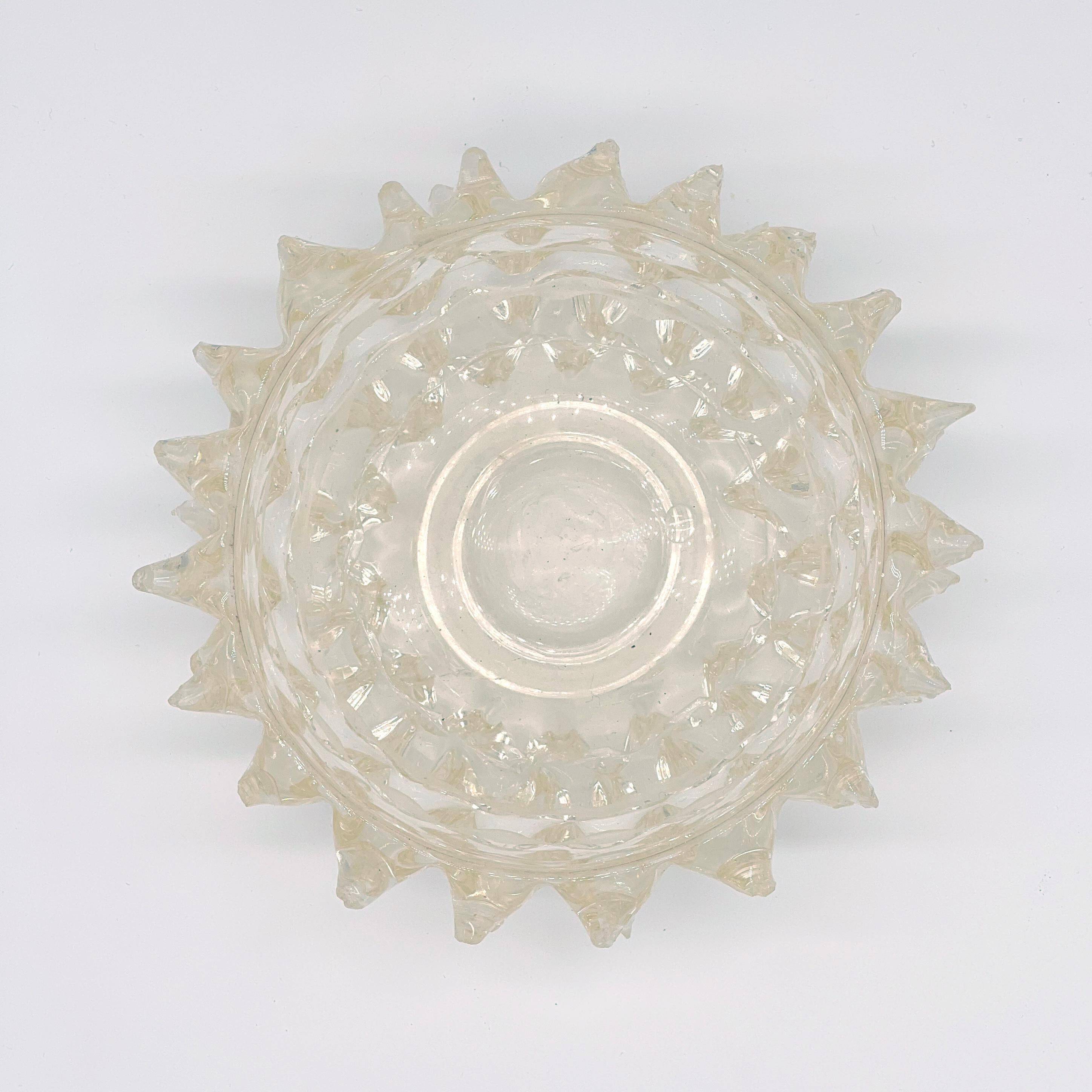 Vintage Italian Seguso "Rostrato" Small Decorative Bowl in Clear Murano Glass