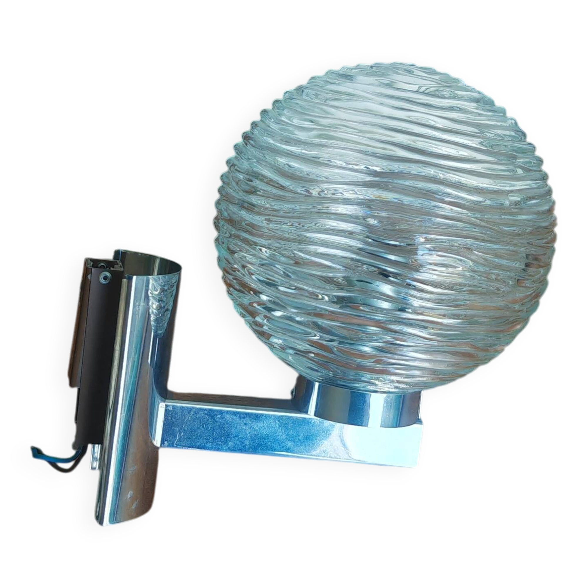 Vintage Space Age wall light 70s – Chrome metal & glass globe