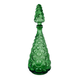 Empoli bubble green carafe 40 cm, Italian glass bottle