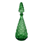 Empoli bubble green carafe 40 cm, Italian glass bottle
