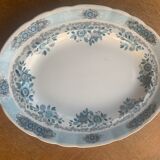 Large serving dish pontesa patterns blue flowers in vintage porcelain