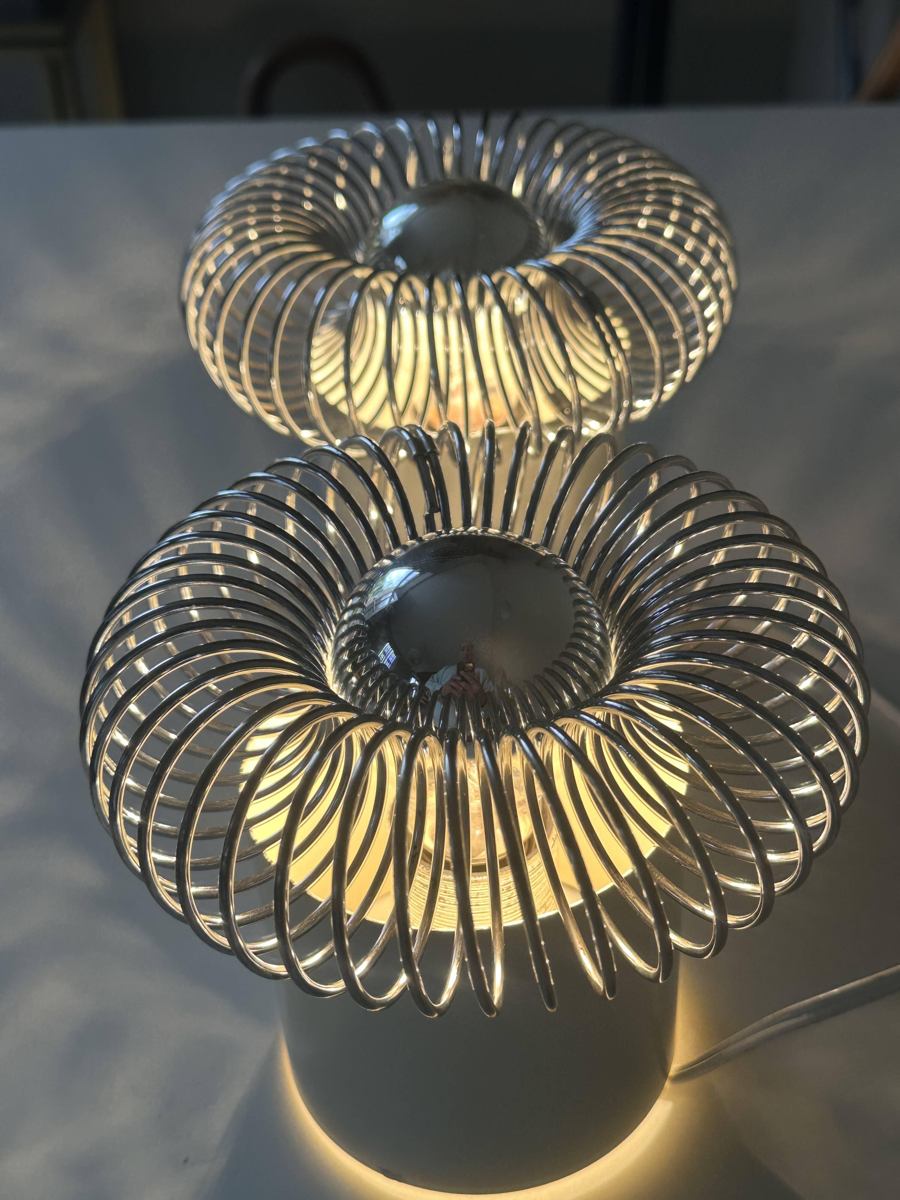 Pair of vintage design spring lamp wall lights from the 70s