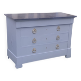 Commode 4 tiroirs ancienne gris gustave 3 marbre gris foncé