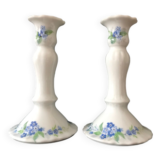 Pair of Giraud Limoges Porcelain candle holders