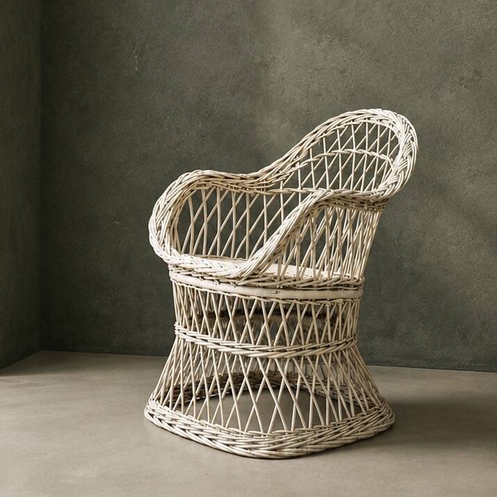 Fauteuil enfant en rotin vintage