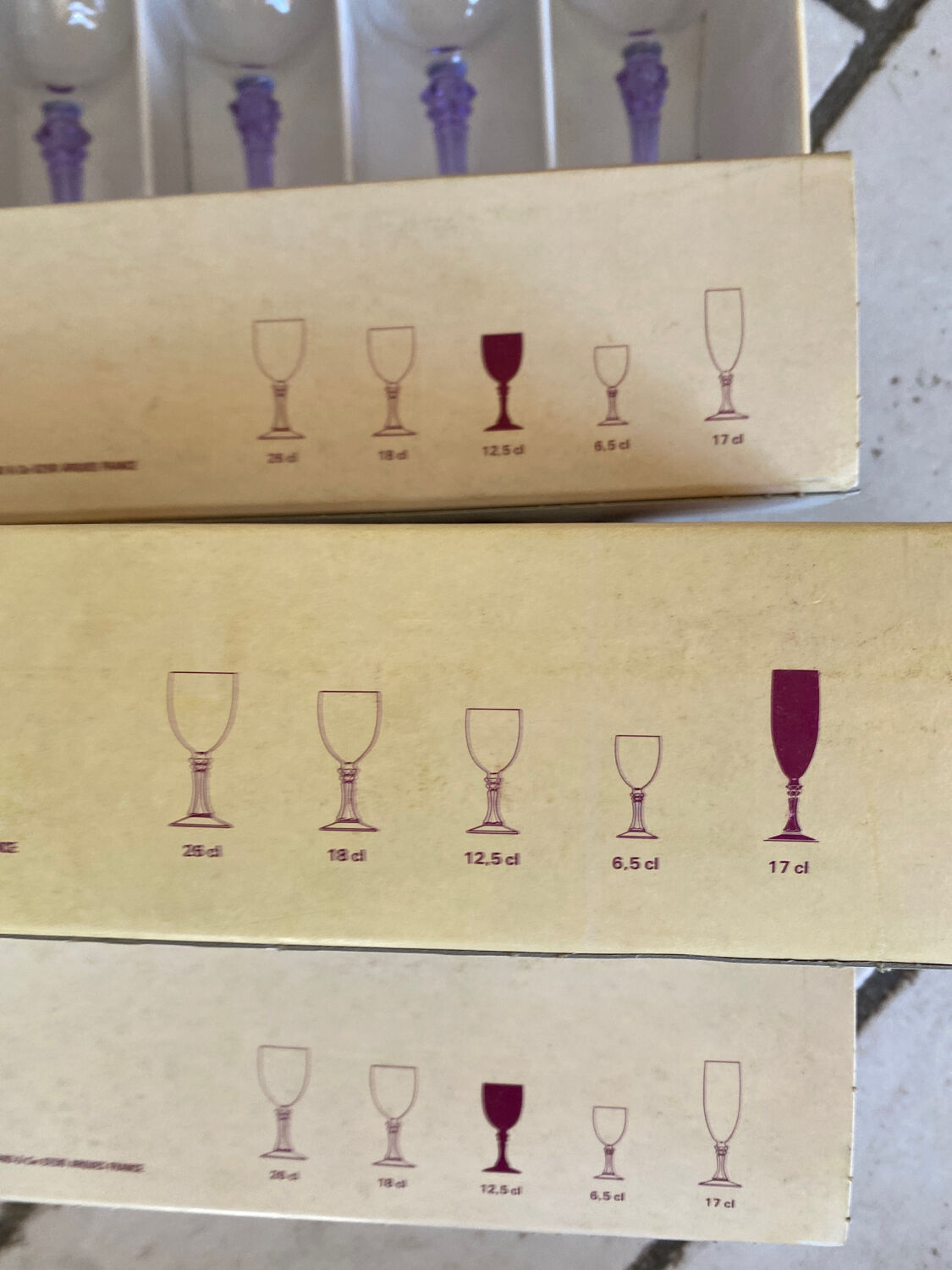 Lot de verres cristal Lilas vintage