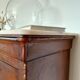 Louis-Philippe XIX walnut commode, twisted columns and marble.