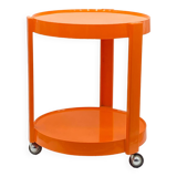 Vintage / designer / orange plastic rolling trolley,
