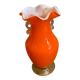 Antique MURANO Orange Blown Glass Vase Corolla Neck Vintage Decoration