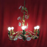 Chandelier with golden foliage and grapevines