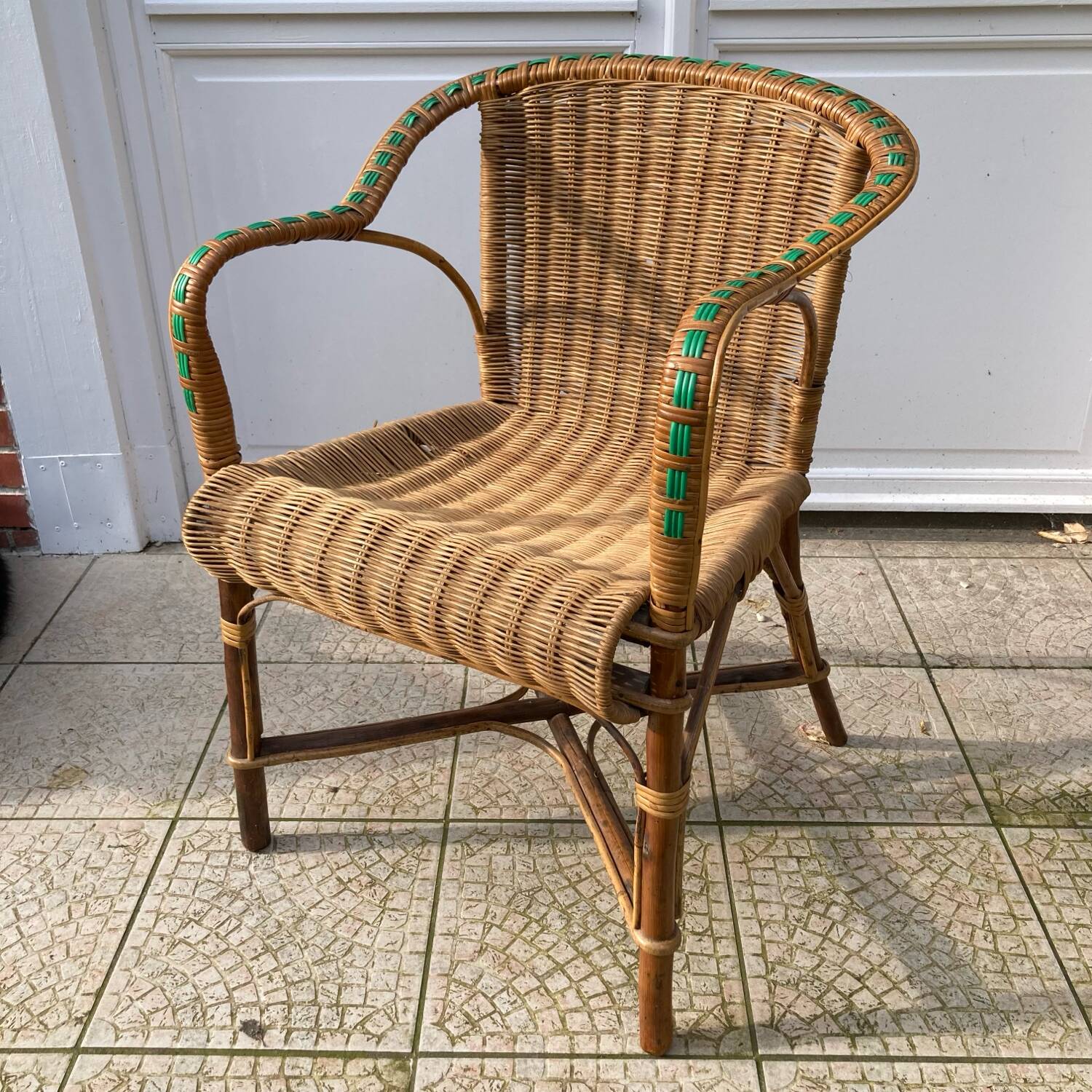 Fauteuil en osier vintage