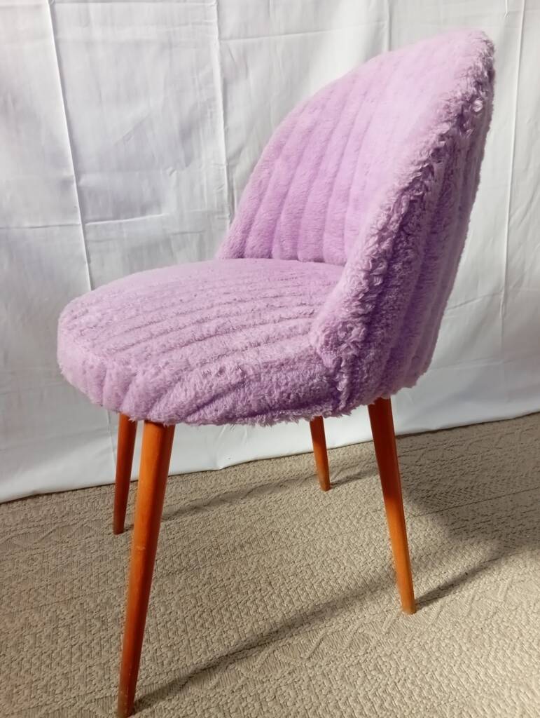 Lilac furry chair from the 50s