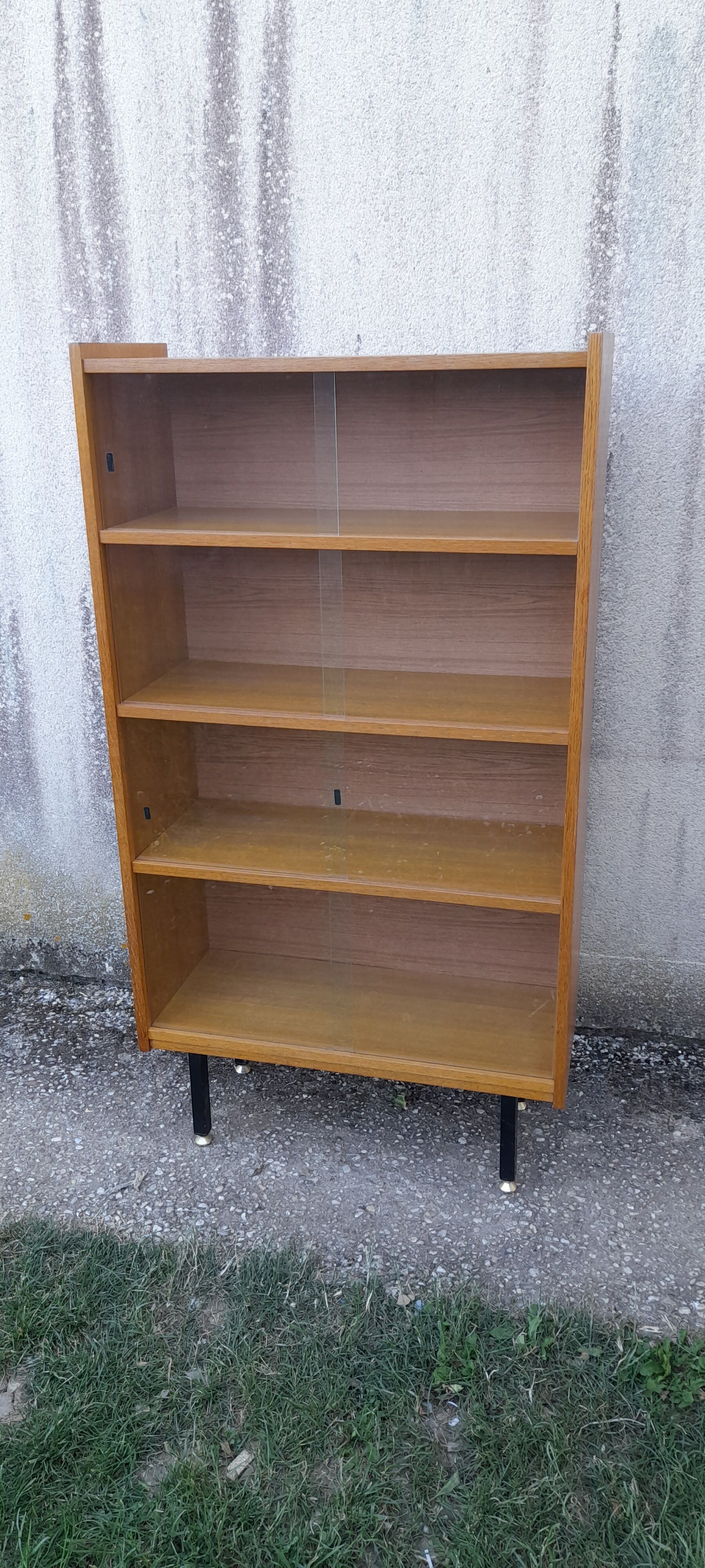 Bibus bibliothèque vitrée en placage de chêne clair H 134 cm