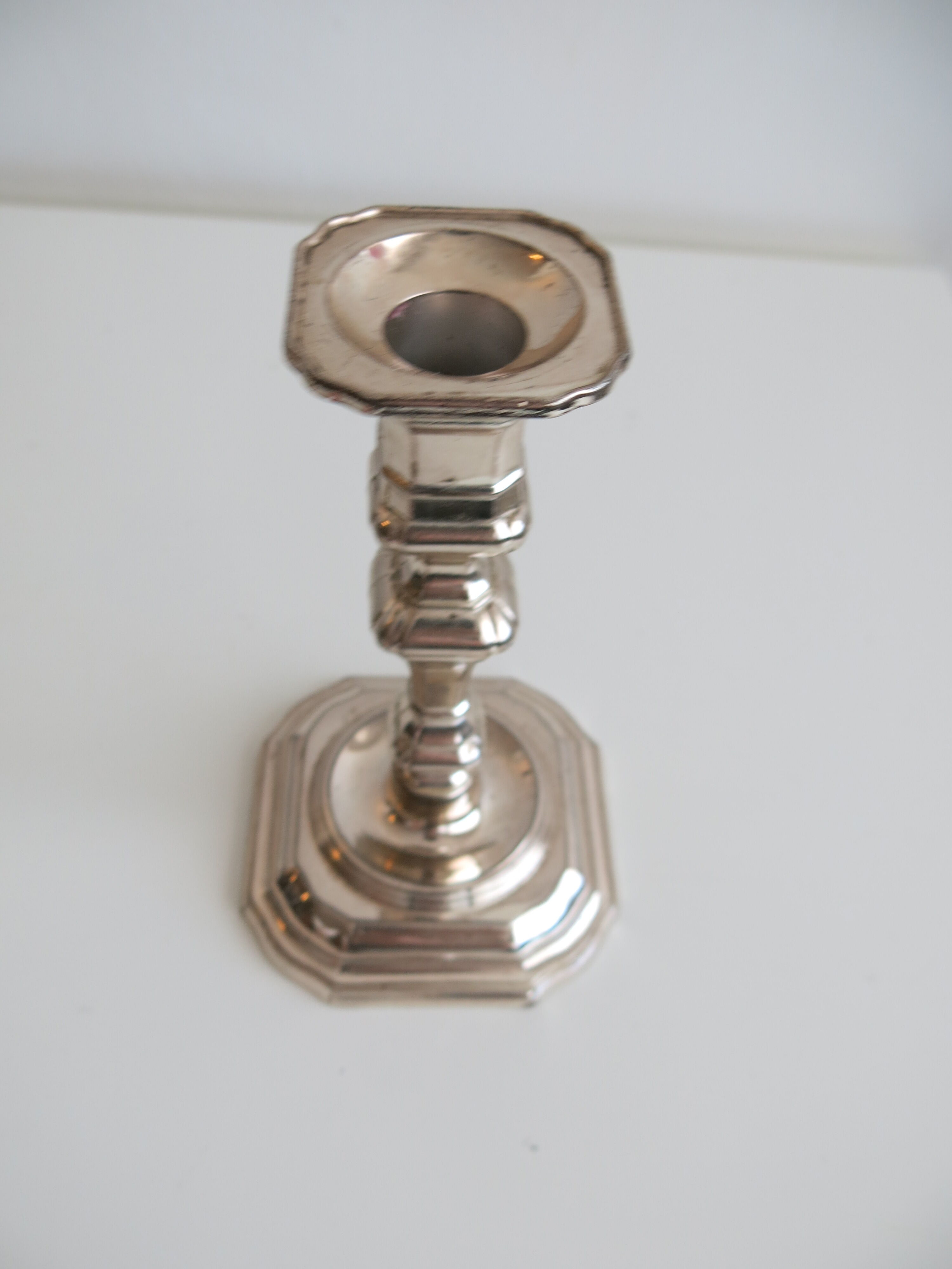 Right candle holder in silver metal from BMF West-Germany