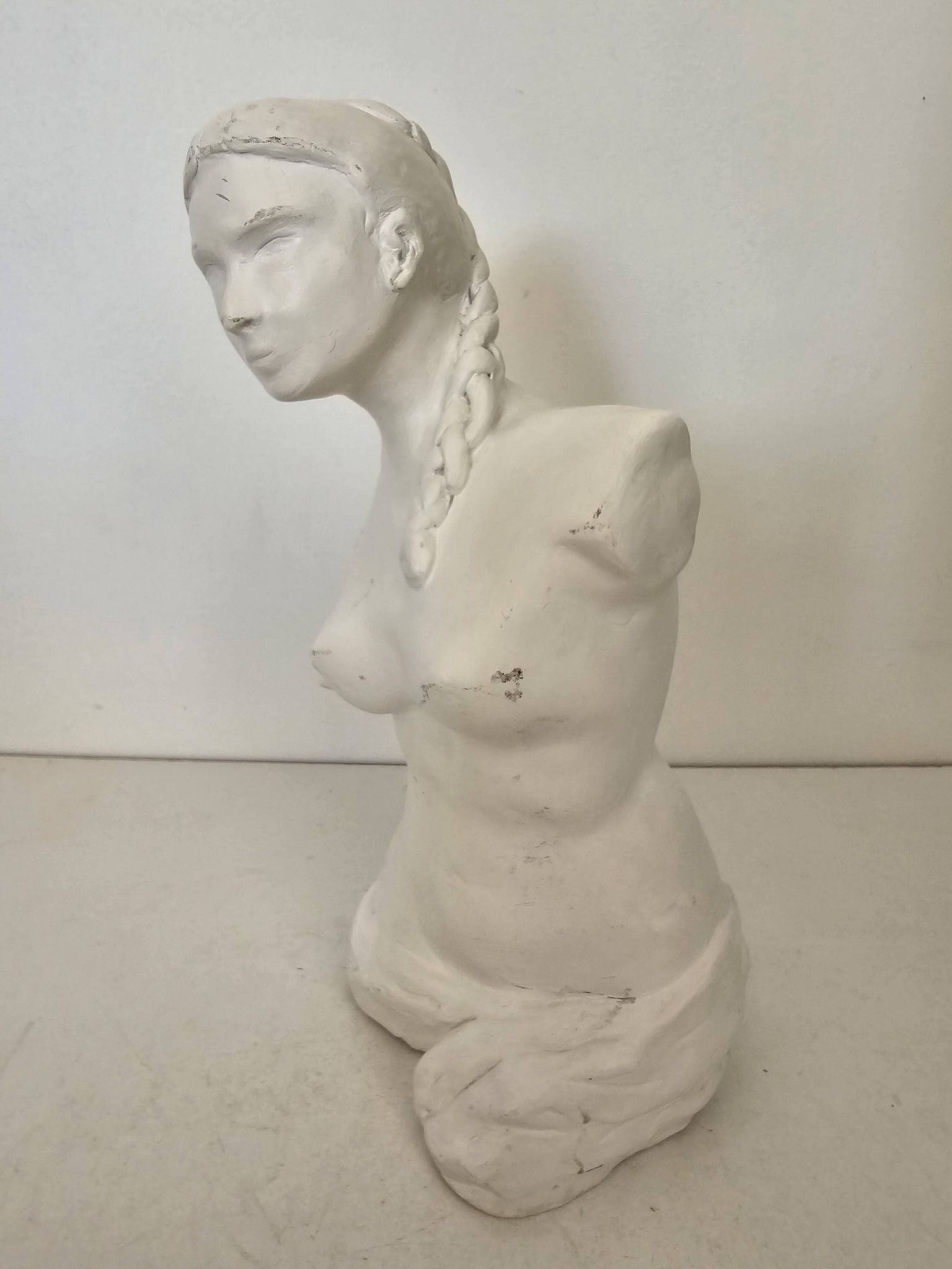 Sculpture plaster statue in the academic style representing the Venus de Milo Signed Dom