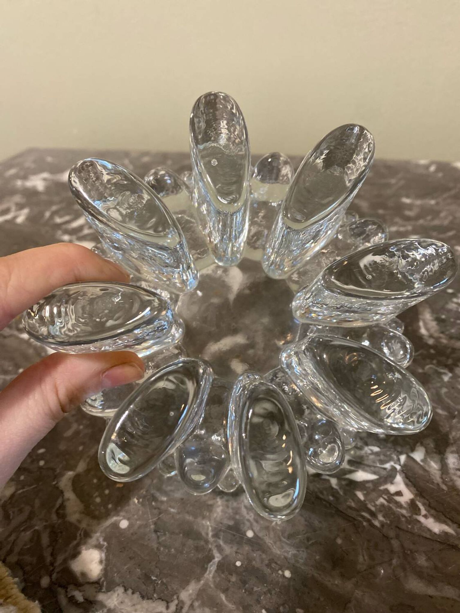Designer candle holder in thick glass