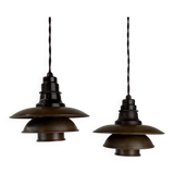 Pair of 1930s Poul Henningsen pendants in patinated Copper model 2/2