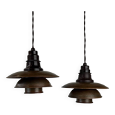 Pair of 1930s Poul Henningsen pendants in patinated Copper model 2/2