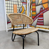 Fauteuil en rotin design hollandais du milieu du siècle Dirk van Sliedregt Gebr. Jonkers