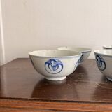 Lot of Blue White Porcelain Rice Tea from China with Cobalt Blue Imperial Dragons