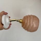 Vintage globe wall light in pink Clichy glass