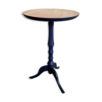 Side table blue base and raw top